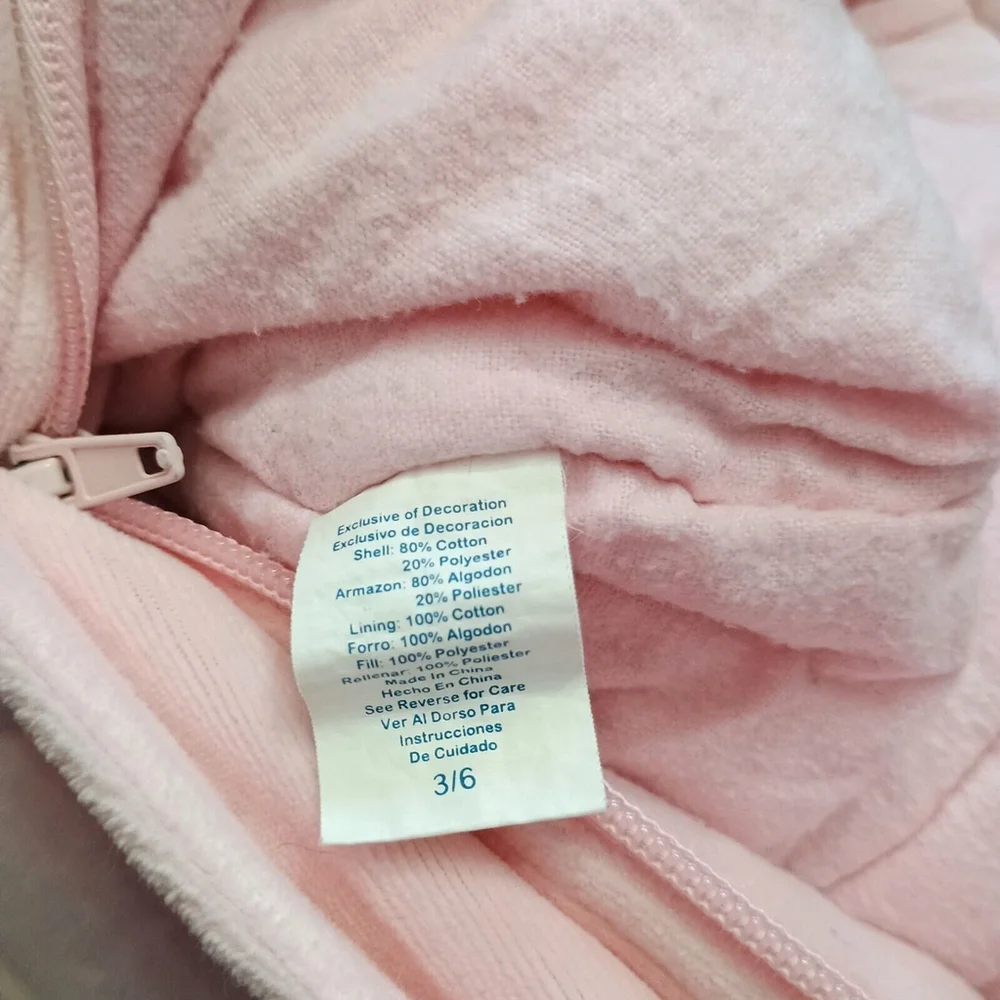 Vintage Carter's Pink Velour Plush Soft Snowsuit Girls 3-6 Mo Hooded Bunny